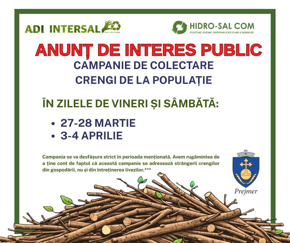 Campanie GRATUITĂ de colectare a crengilor provenite din gospodării